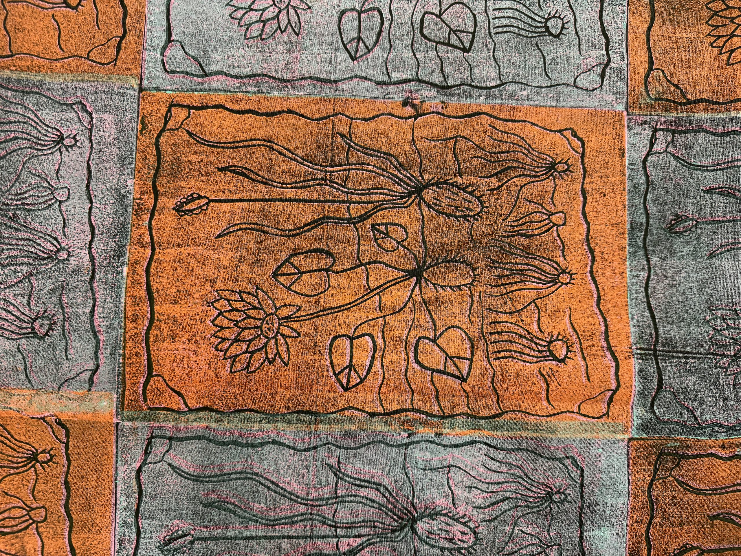 Manyawok (Cheeky Yam) - Lino Print Fabric -