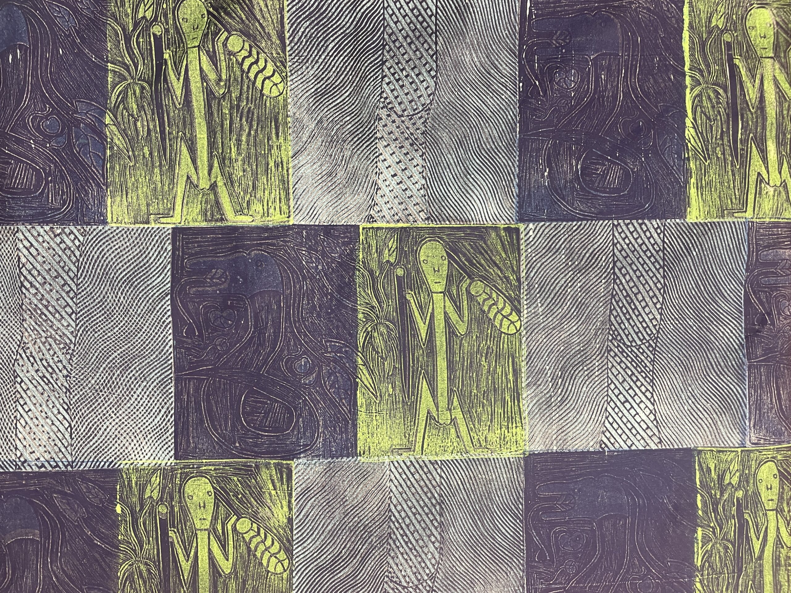 Buluwana (Kuninjku Spirit Woman) 2022 - Lino Print Fabric -