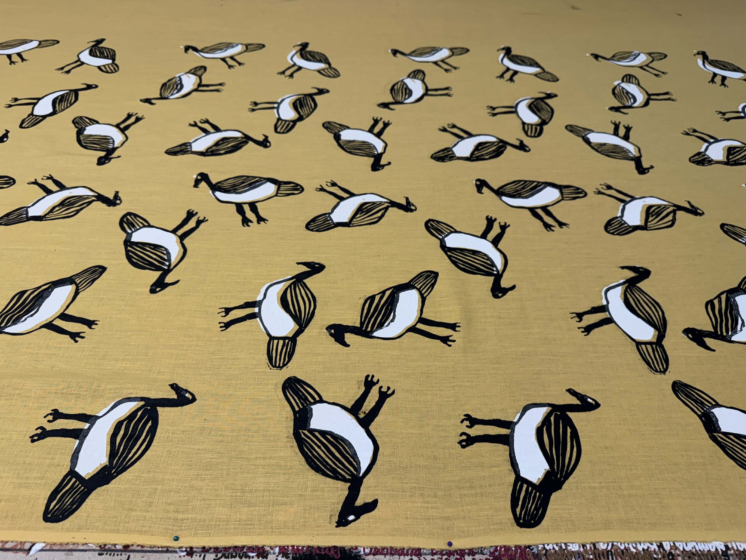 Murnubbarr (Magpie Geese) 2008 - Screen Print Cotton/line - Dora Diaguma (dec)