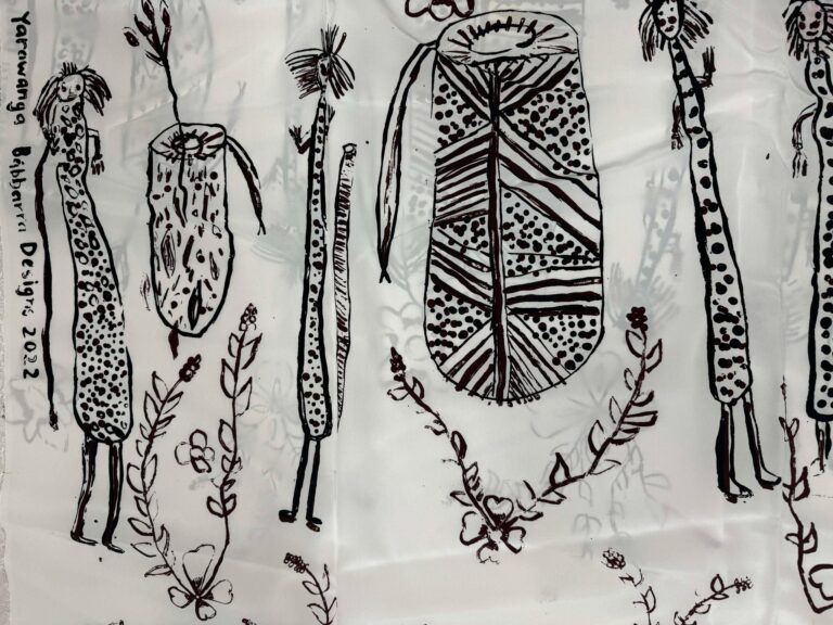 Bawáliba and Bush Flower - Screen Print Silk - Lucy Yarawanga